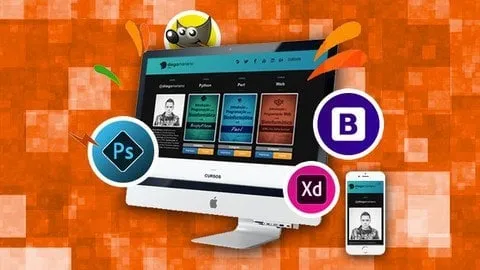 Capa: Adobe XD, Bootstrap 4: Baixar Curso Completo de Web Design