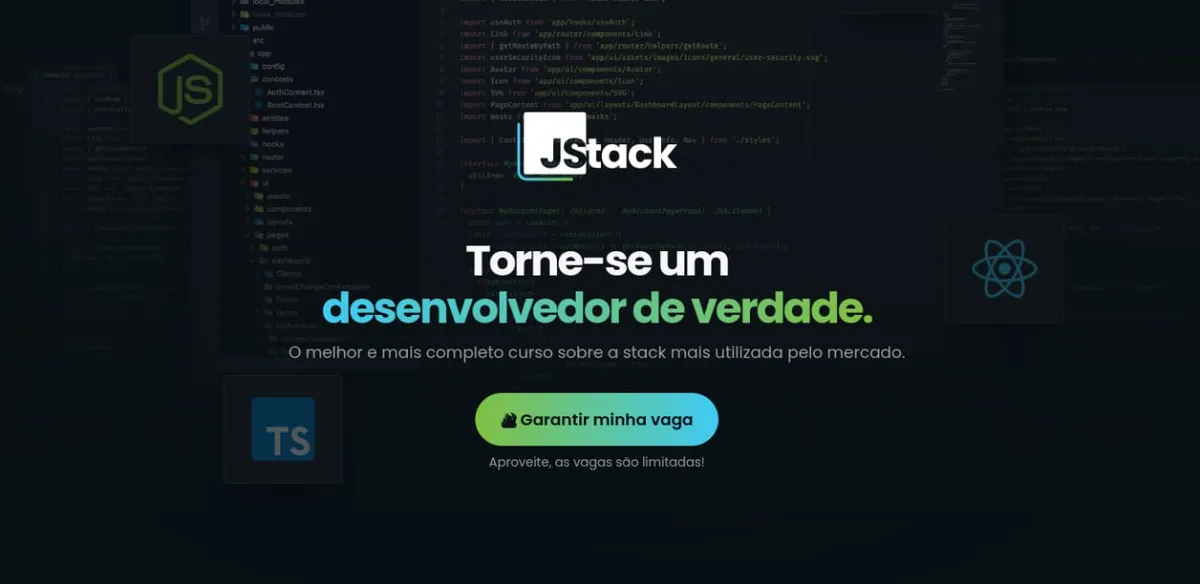 Capa: JStack: Baixar Curso NodeJS, React & TypeScript Completo
