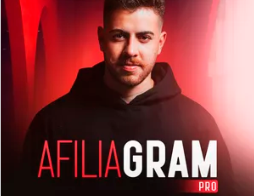 Capa do curso Afiliagram Pro de Lilo Henrique com elementos de marketing digital.