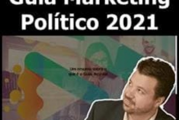 Capa do Guia de Marketing Político de Marcelo Vitorino com ícones de redes sociais e análise digital