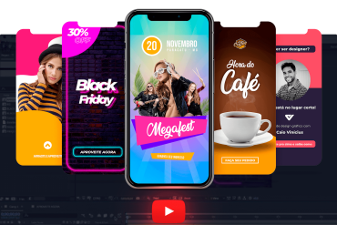 Capa do curso de Stories Animados de Caio Vinicius com design dinâmico e profissional