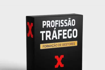 Capa do curso Profissão Tráfego de Filipe Adam com ícones de marketing digital e setas de crescimento.