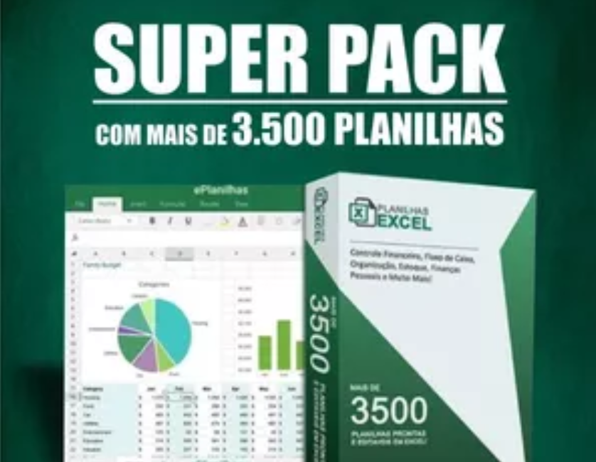 Super Pack 3500+ Planilhas Excel Editáveis - Solução Completa para Trabalho e Estudos
