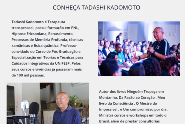Capa do curso O Poder da Influência de Tadashi Kadomoto, focado em técnicas de negociação e vendas.