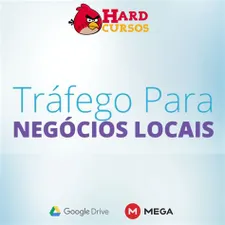 Homem sorrindo enquanto gerencia tráfego pago para negócios locais em um laptop, com ícones de redes sociais ao redor.