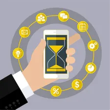 Capas do curso Hiper Eficiência e Gestão de Tempo da Hackers do Estudo em tela de computador com ícones de produtividade.