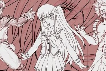 Aluno desenhando personagem de mangá detalhado em seu caderno