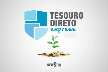 Capa do Curso Tesouro Direto Express com título em destaque e elementos gráficos de finanças e investimento.