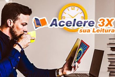 Capa do curso Leitura 3X Elias Mamam, mostrando um livro aberto com luzes de alta velocidade e um cérebro iluminado simbolizando memorização.