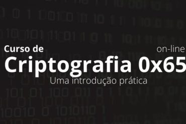 Capa do curso Criptografia 0x65 Desec com ícones de segurança e código binário.