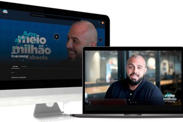 Capa do curso Zero a Meio Milhão com Taboola de Ian Dalla, exibindo gráficos de crescimento e elementos de tráfego nativo.